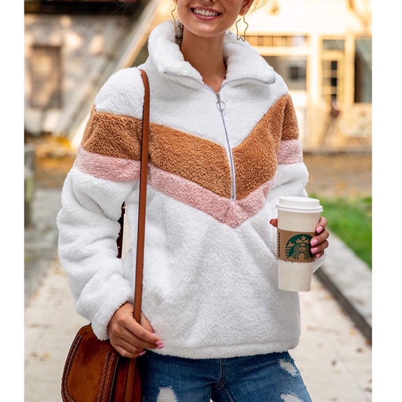 White Color block Pull Over Sweater - Picture 2 of 7